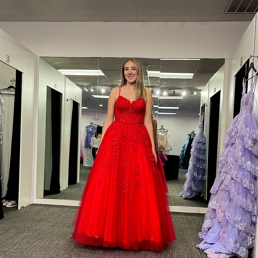 Red prom dress ballgown